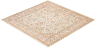 Traditional Mogul Ivory Wool Square Area Rug 6' 0" x 6' 1" - Solo Rugs