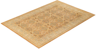 Traditional Mogul Brown Wool Area Rug 6' 1" x 8' 9" - Solo Rugs