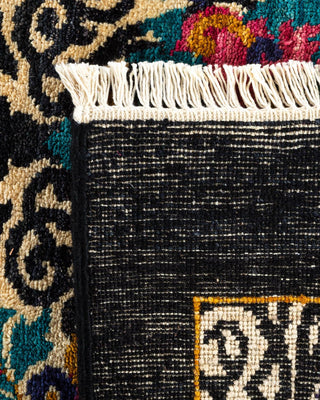 Contemporary Suzani Black Wool Area Rug 11' 10" x 18' 1" - Solo Rugs