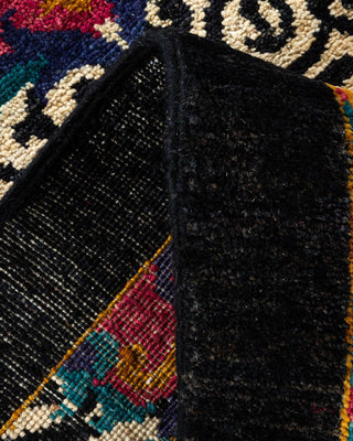 Contemporary Suzani Black Wool Area Rug 11' 10" x 18' 1" - Solo Rugs