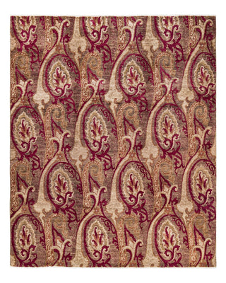Contemporary Suzani Brown Wool Square Area Rug 8' 10" x 9' 2" - Solo Rugs