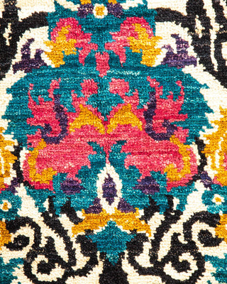 Contemporary Suzani Black Wool Area Rug 5' 3" x 8' 4" - Solo Rugs