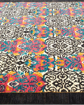 Contemporary Suzani Black Wool Area Rug 5' 3" x 8' 4" - Solo Rugs