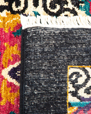 Contemporary Suzani Black Wool Area Rug 5' 3" x 8' 4" - Solo Rugs