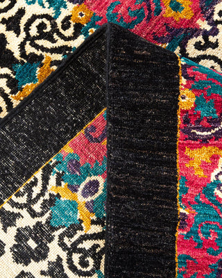 Contemporary Suzani Black Wool Area Rug 5' 3" x 8' 4" - Solo Rugs