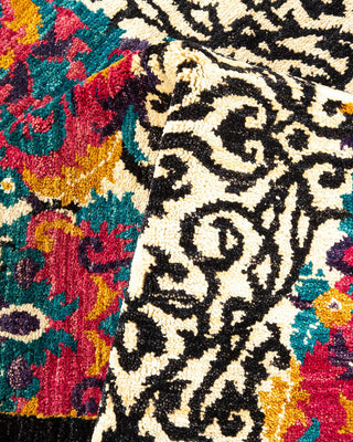 Contemporary Suzani Black Wool Area Rug 5' 3" x 8' 4" - Solo Rugs