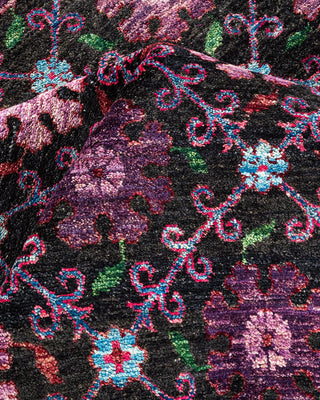 Contemporary Suzani Black Wool Area Rug 6' 1" x 8' 10" - Solo Rugs