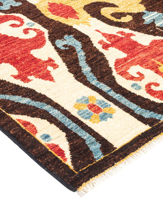 Contemporary Eclectic Black Wool Area Rug 6' 9" x 8' 1" - Solo Rugs