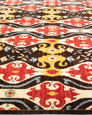 Contemporary Eclectic Black Wool Area Rug 6' 9" x 8' 1" - Solo Rugs