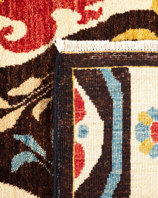 Contemporary Eclectic Black Wool Area Rug 6' 9" x 8' 1" - Solo Rugs