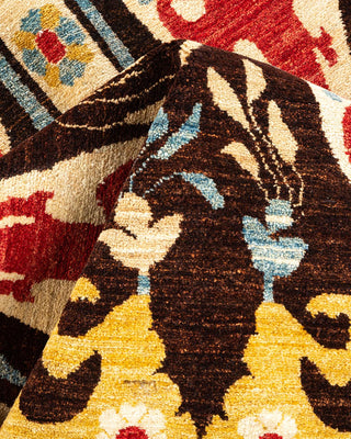 Contemporary Eclectic Black Wool Area Rug 6' 9" x 8' 1" - Solo Rugs