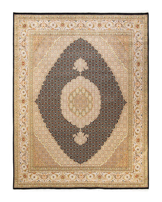 Traditional Mogul Black Wool Area Rug 8' 2" x 10' 5" - Solo Rugs