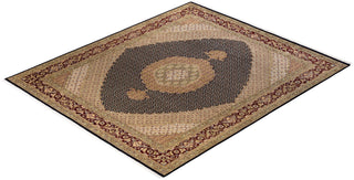 Traditional Mogul Black Wool Area Rug 8' 1" x 10' 1" - Solo Rugs