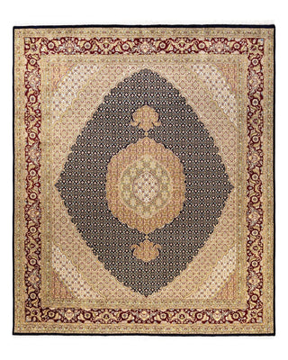Traditional Mogul Black Wool Area Rug 8' 1" x 10' 1" - Solo Rugs