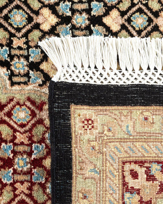 Traditional Mogul Black Wool Area Rug 6' 0" x 9' 4" - Solo Rugs