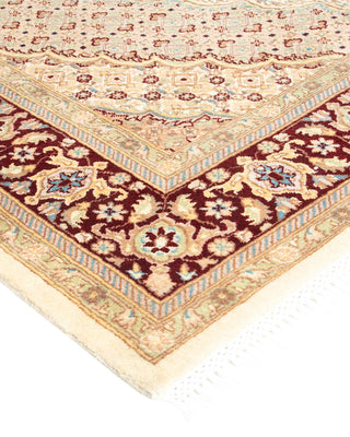 Traditional Mogul Ivory Wool Area Rug 6' 1" x 9' 5" - Solo Rugs
