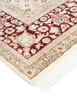 Traditional Mogul Ivory Wool Area Rug 6' 0" x 9' 4" - Solo Rugs