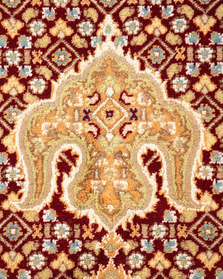Traditional Mogul Red Wool Area Rug 6' 8" x 9' 9" - Solo Rugs