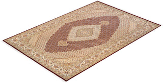 Traditional Mogul Red Wool Area Rug 6' 8" x 9' 9" - Solo Rugs