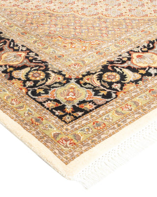 Traditional Mogul Ivory Wool Area Rug 6' 8" x 10' 0" - Solo Rugs