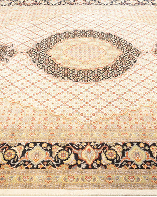 Traditional Mogul Ivory Wool Area Rug 6' 8" x 10' 0" - Solo Rugs