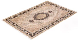 Traditional Mogul Ivory Wool Area Rug 6' 8" x 10' 0" - Solo Rugs