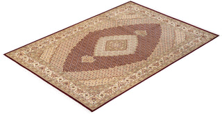 Traditional Mogul Red Wool Area Rug 6' 8" x 9' 7" - Solo Rugs