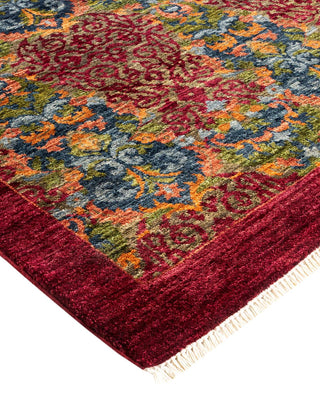 Contemporary Suzani Red Wool Area Rug 8' 0" x 9' 10" - Solo Rugs