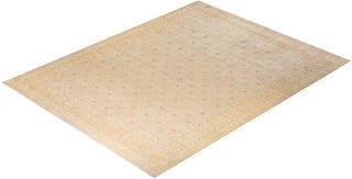 Contemporary Eclectic Ivory Wool Area Rug 9' 9" x 12' 8" - Solo Rugs