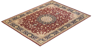 Traditional Mogul Red Wool Area Rug 8' 1" x 10' 5" - Solo Rugs