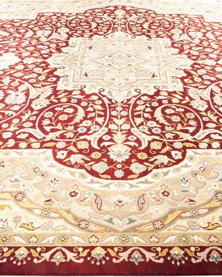 Traditional Mogul Red Wool Area Rug 9' 1" x 12' 3" - Solo Rugs
