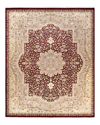Traditional Mogul Red Wool Area Rug 9' 1" x 12' 3" - Solo Rugs