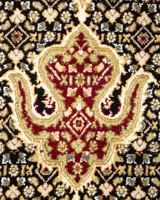 Traditional Mogul Black Wool Area Rug 8' 10" x 11' 10" - Solo Rugs