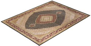 Traditional Mogul Black Wool Area Rug 8' 10" x 11' 10" - Solo Rugs