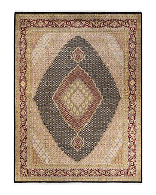 Traditional Mogul Black Wool Area Rug 8' 10" x 11' 10" - Solo Rugs