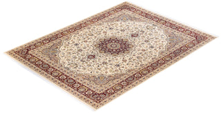Traditional Mogul Ivory Wool Area Rug 8' 0" x 10' 5" - Solo Rugs