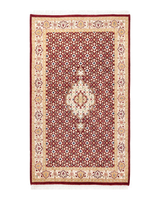 Traditional Mogul Red Wool Area Rug 3' 1" x 5' 3" - Solo Rugs