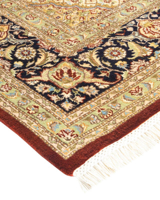 Traditional Mogul Orange Wool Area Rug 6' 6" x 9' 6" - Solo Rugs