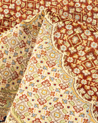 Traditional Mogul Orange Wool Area Rug 6' 6" x 9' 6" - Solo Rugs
