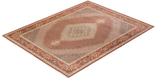 Traditional Mogul Orange Wool Area Rug 8' 3" x 10' 5" - Solo Rugs