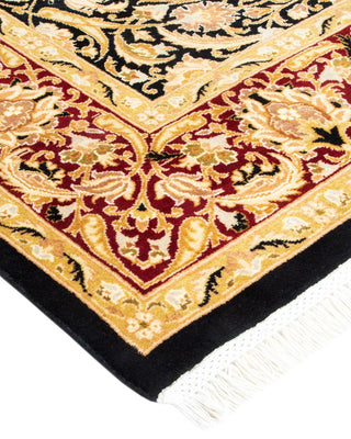 Traditional Mogul Black Wool Area Rug 4' 3" x 6' 5" - Solo Rugs