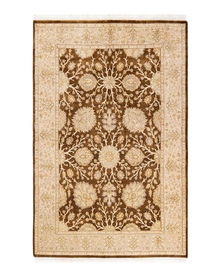 Traditional Mogul Brown Wool Area Rug 4' 2" x 6' 3" - Solo Rugs