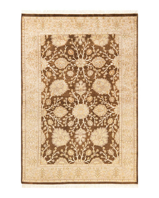 Traditional Mogul Yellow Wool Area Rug 4' 1" x 6' 0" - Solo Rugs