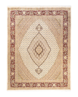 Traditional Mogul Ivory Wool Area Rug 8' 0" x 10' 5" - Solo Rugs