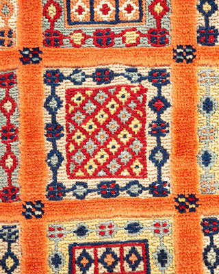 Bohemian Tribal Orange Wool Area Rug 5' 1" x 6' 5" - Solo Rugs