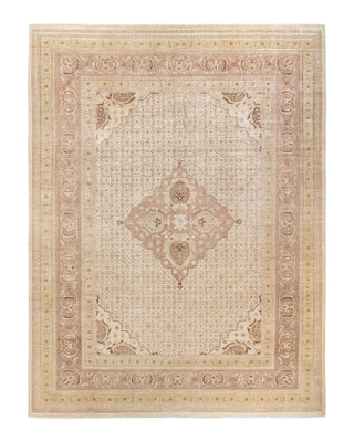 Traditional Mogul Ivory Wool Area Rug 9' 2" x 12' 0" - Solo Rugs