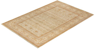 Traditional Mogul Ivory Wool Area Rug 6' 1" x 9' 2" - Solo Rugs