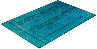 Contemporary Vibrance Green Wool Area Rug 6' 1" x 8' 10" - Solo Rugs