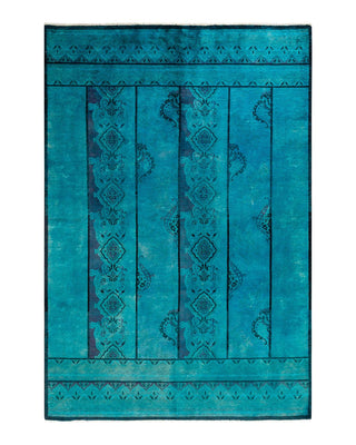 Contemporary Vibrance Green Wool Area Rug 6' 1" x 8' 10" - Solo Rugs