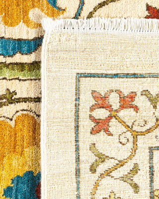 Contemporary Suzani Ivory Wool Area Rug 12' 1" x 18' 8" - Solo Rugs